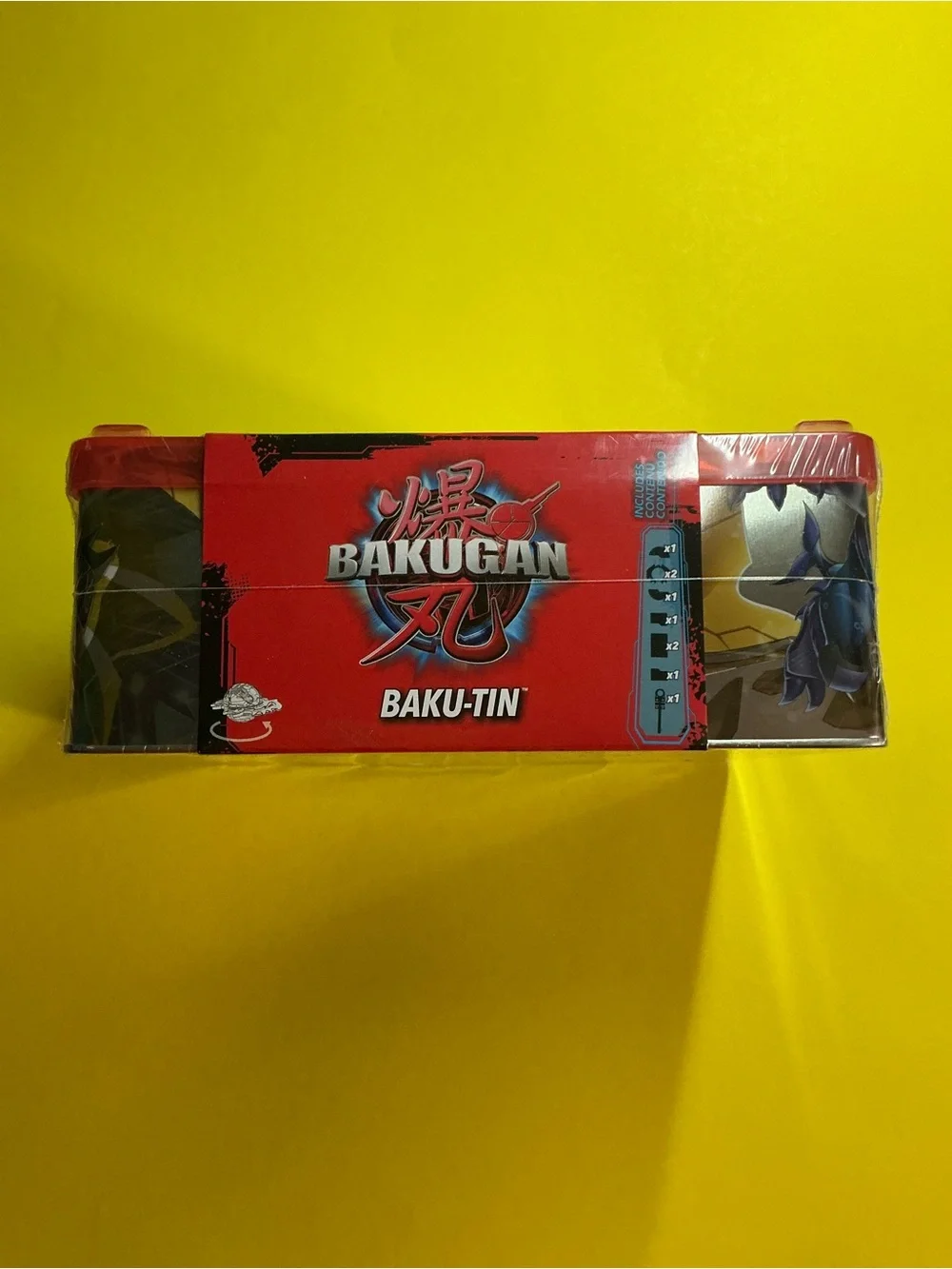 Side Smashed Metal Square Sealed Red Bakugan Baku Tin